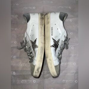 Golden Goose Women's Super-Star with zebra print pony skin star. size 40( 10) .